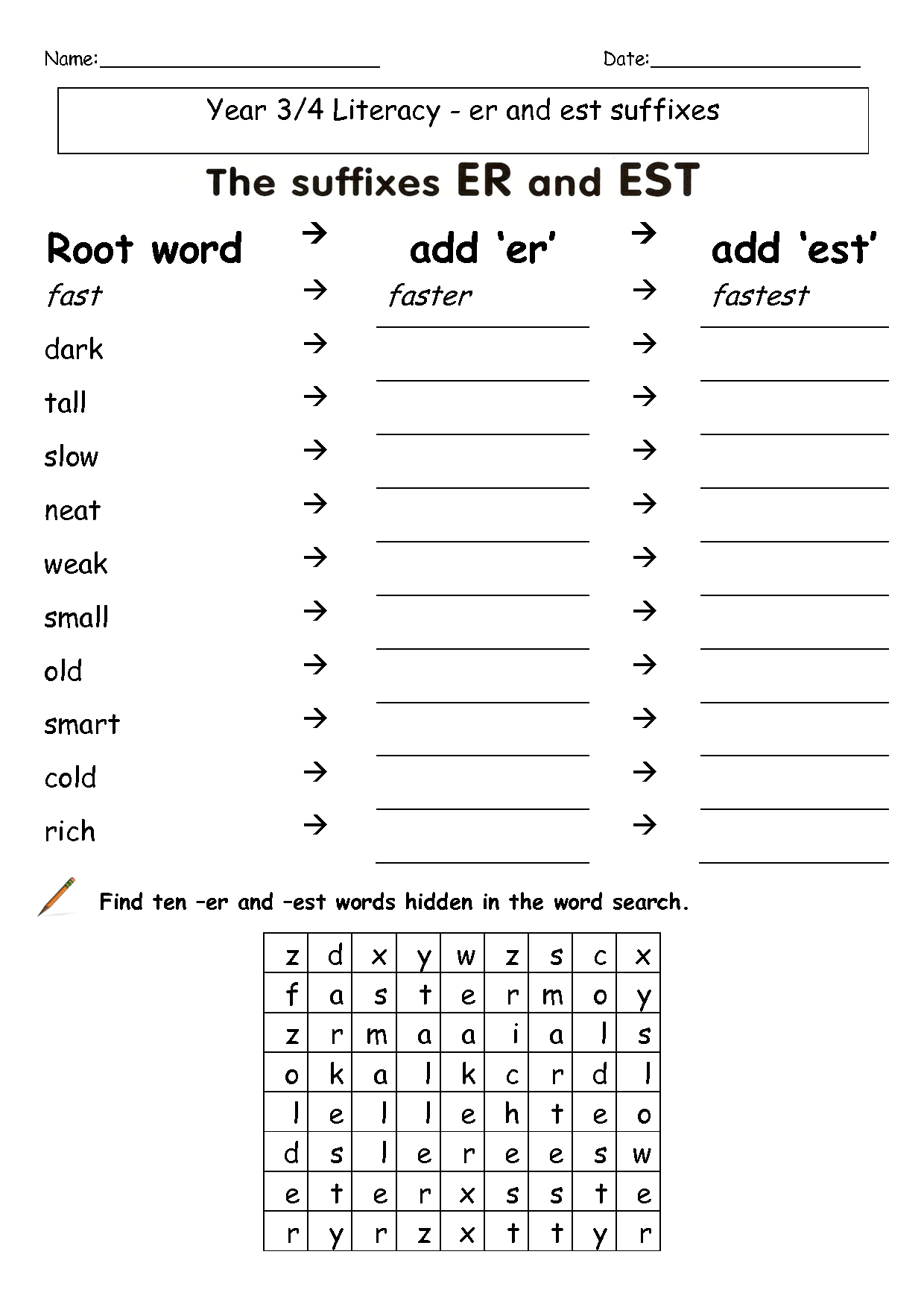 Suffix Er And Est Suffix Er And Est