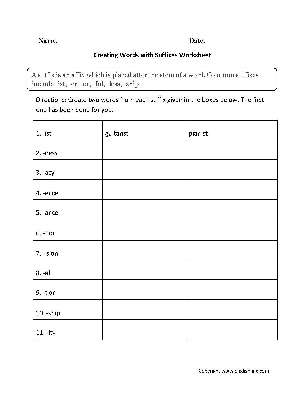Suffixes Worksheets Creating Words With Suffixes Worksheets Free Sion Tion Worksheet Download Free Sion Tion Worksheet Png Images Free Worksheets On Clipart Library