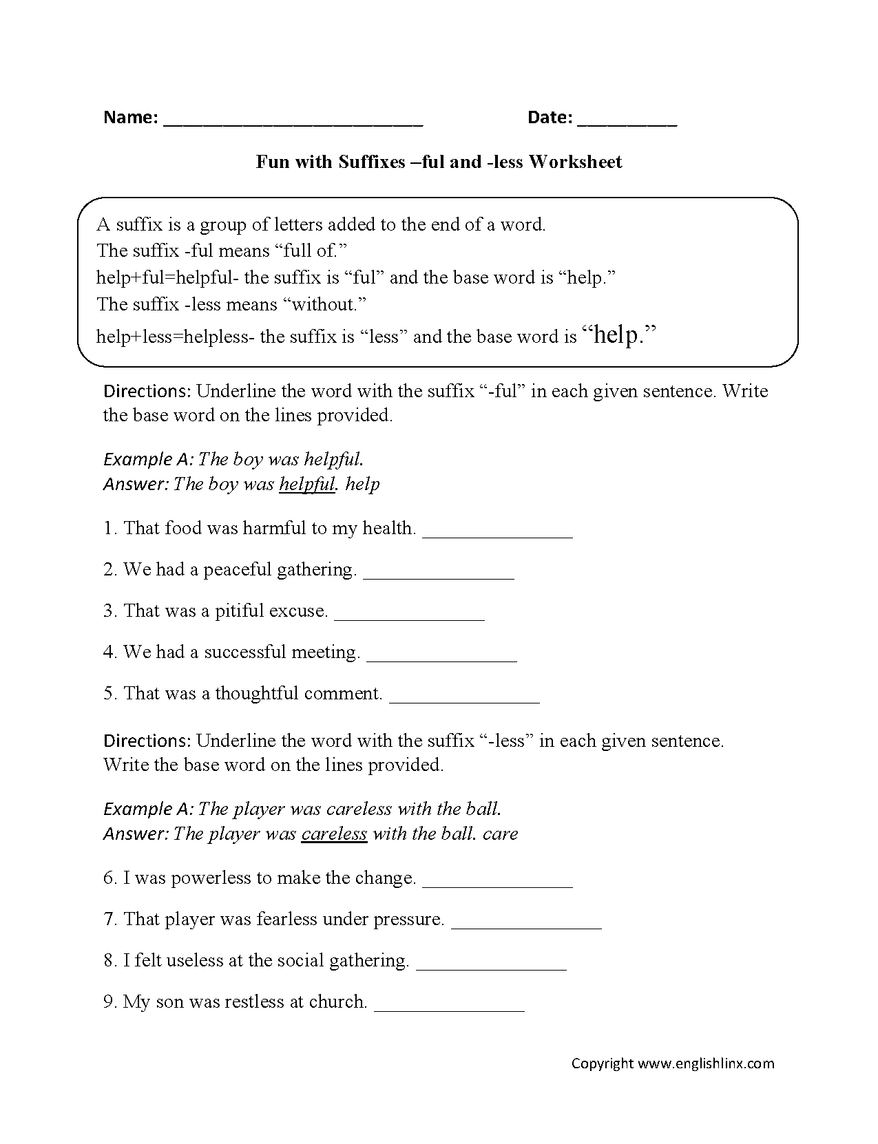 Suffixes Worksheets Printable Word Endings Practice Root Words Worksheet For Grade 1 Or 2 Root Words And Affixes Worksheet For Kids Made By Teachers