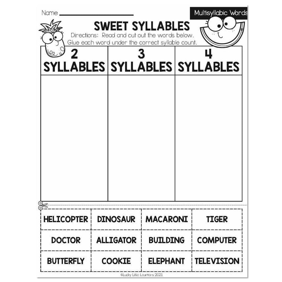 Summer Early Finishers 2nd Grade ELA Multisyllabic Words Sweet Sentences Worksheets Library