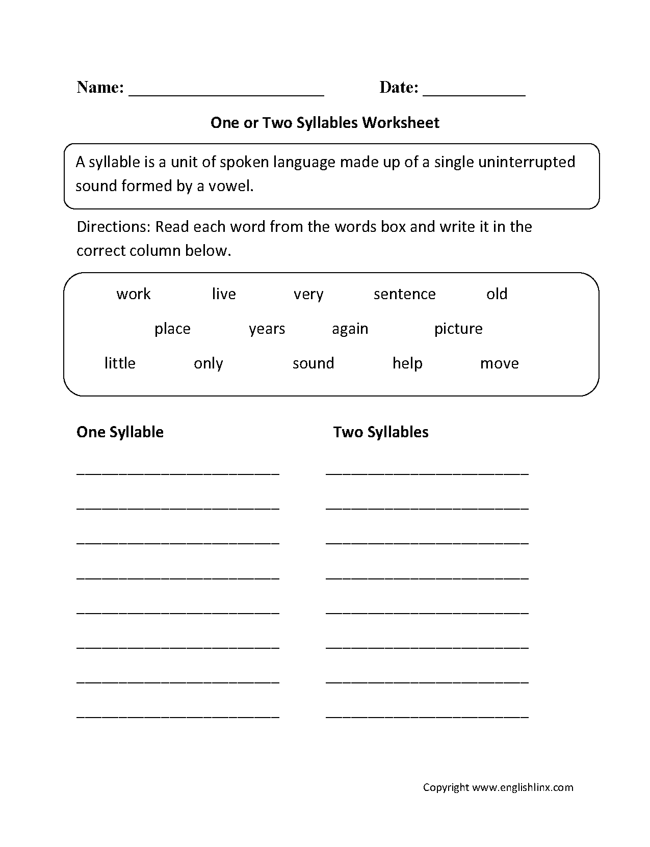 2 Syllable Words Magic E Worksheet Workybooks