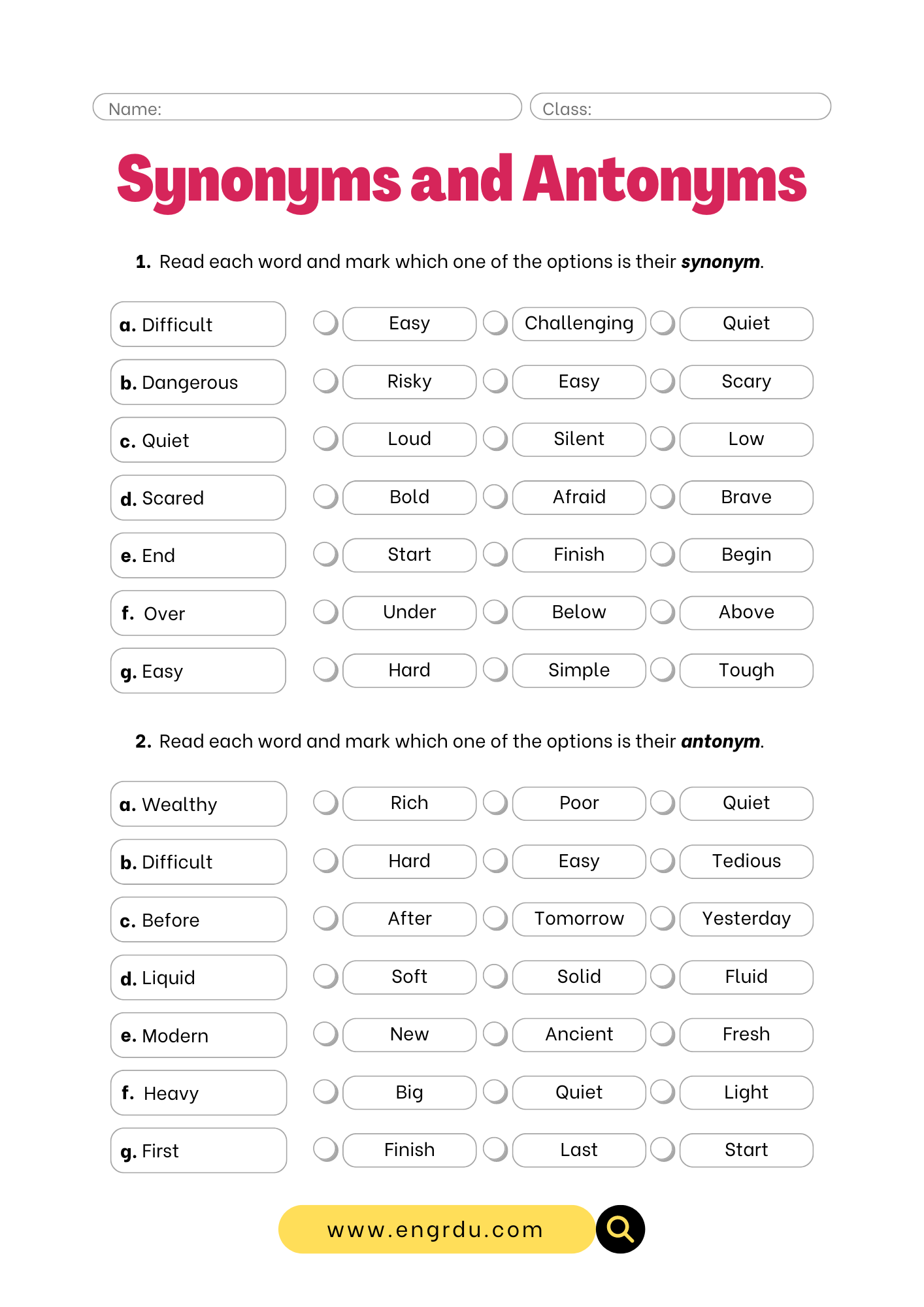 Synonyms And Antonyms Worksheets With PDF Engrdu Synonyms And Antonyms Worksheets With PDF Engrdu
