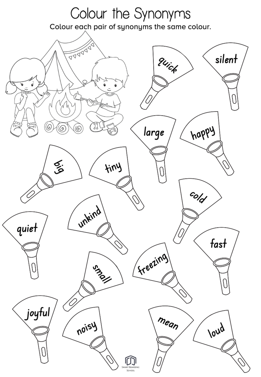 Color The Matching Synonyms Worksheet For Grade 1 Kidpid