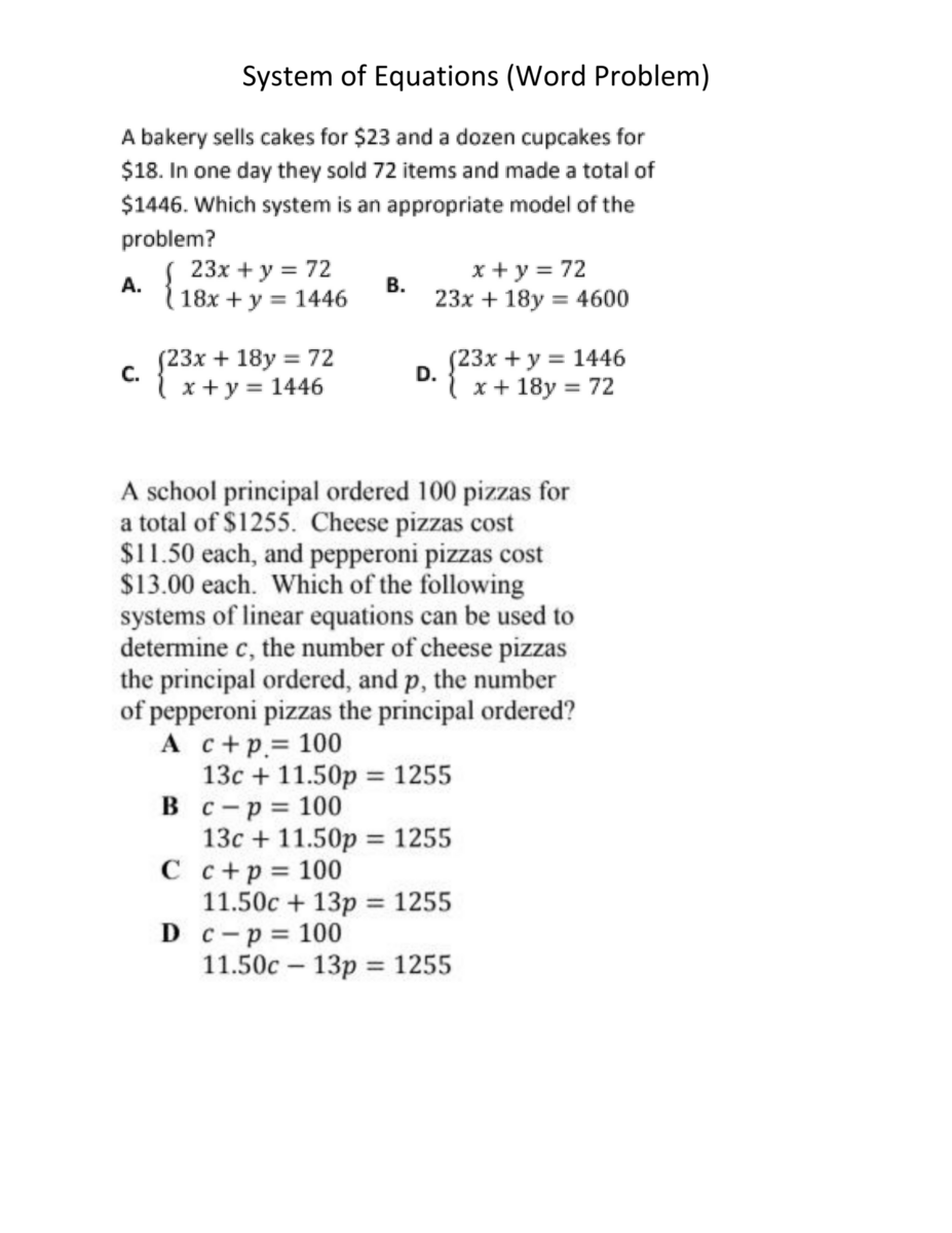 System Of Equations Word Problems Ashley Sumter Library Worksheets Library System Of Equations Word Problems Ashley Sumter Library Worksheets Library