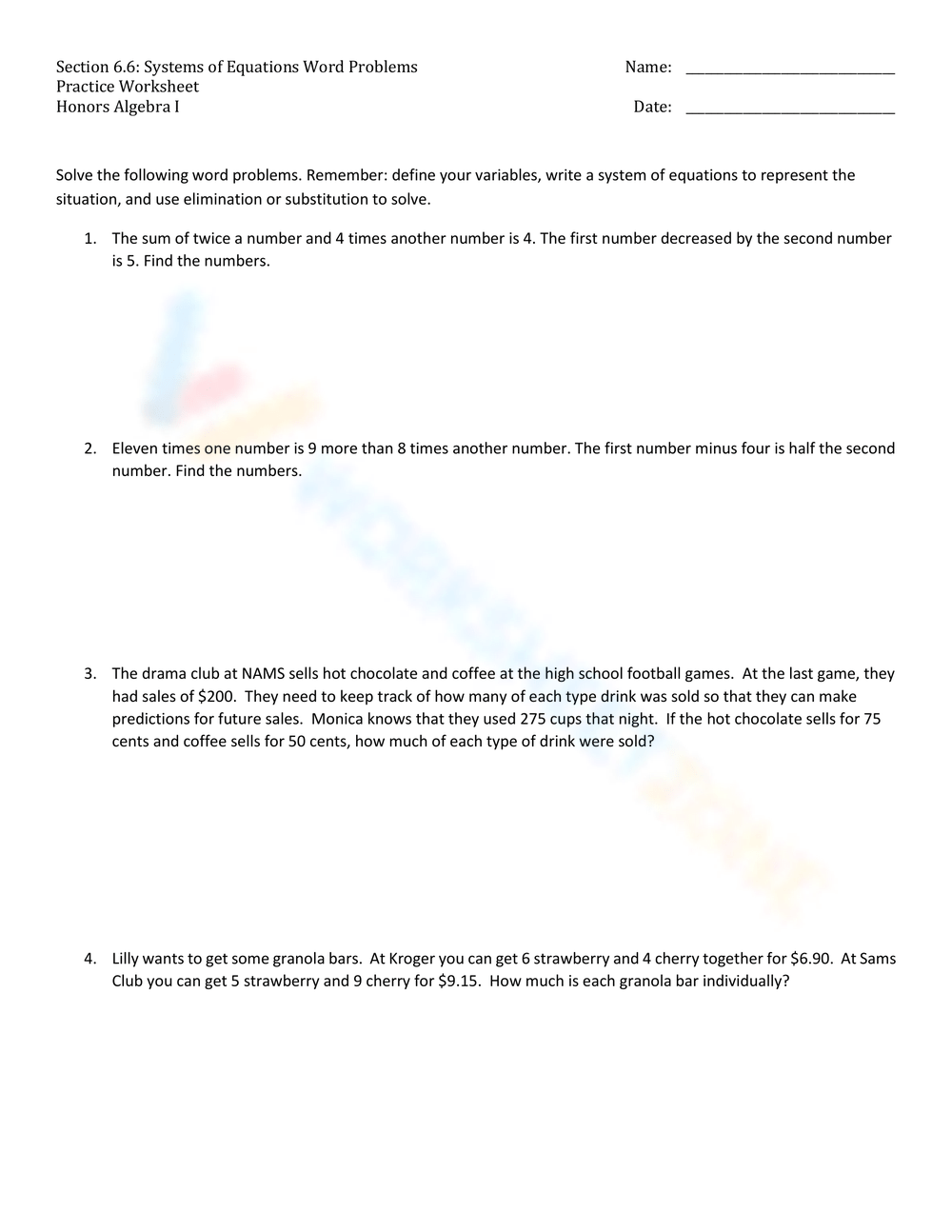 Systems Of Equations Word Problems Worksheets 3x 4y Solve 2y Y Systems Of Equations Word Problems KEY
