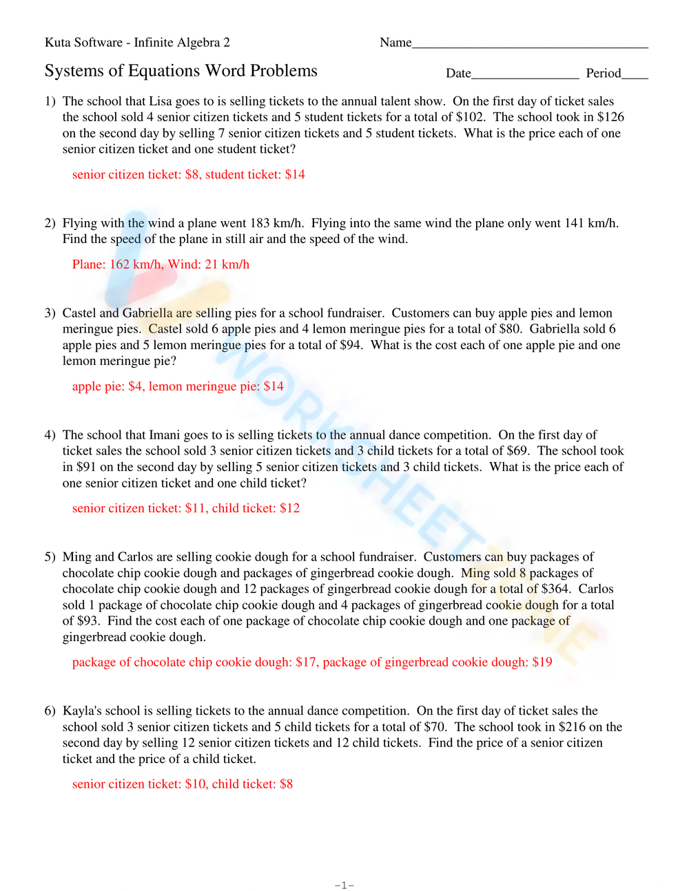 Systems Of Equations Word Problems Worksheets Systems Of Equations Word Problems Worksheets