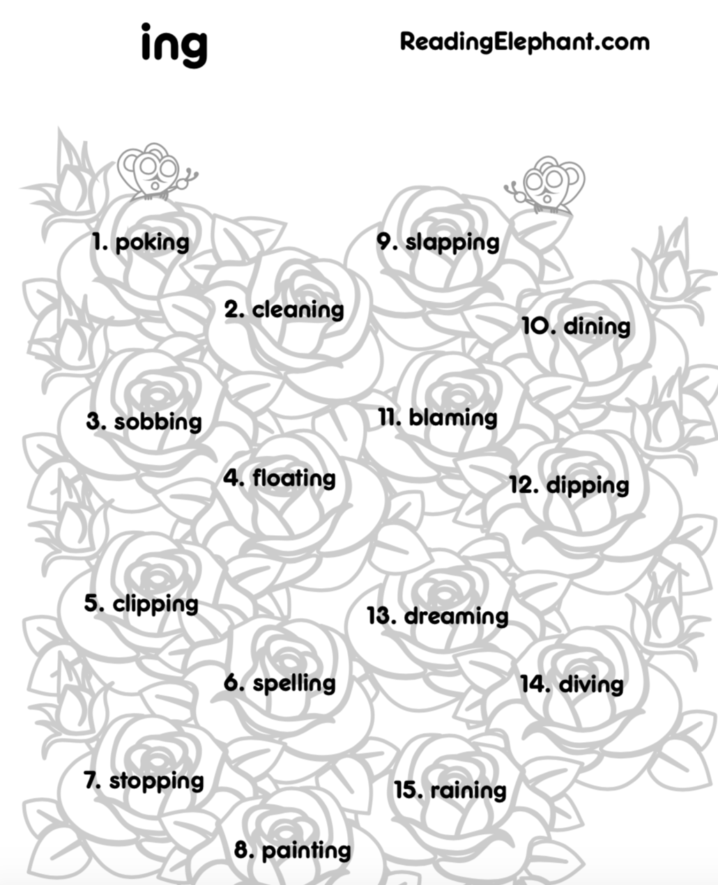 Teaching The Ing Inflectional Ending Reading Elephant