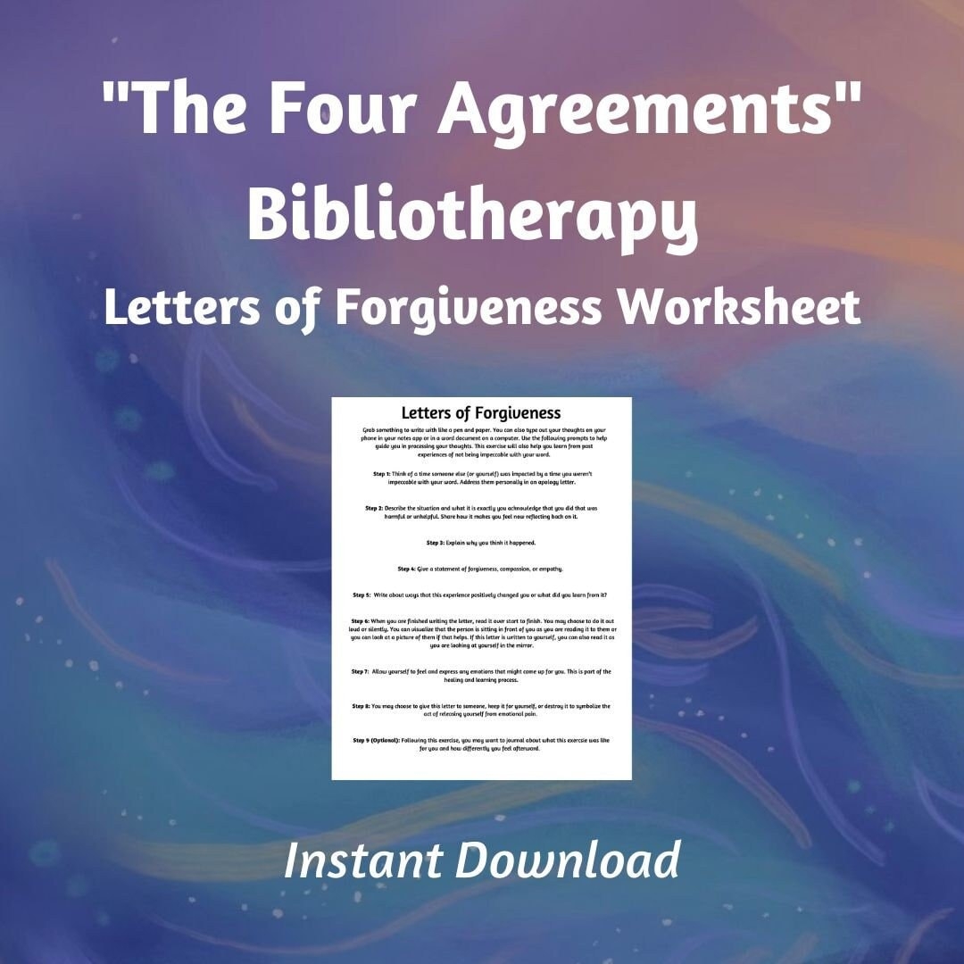 The Four Agreements Letters Of Forgiveness Worksheet Etsy The Four Agreements And Journalism Mindful Musings Worksheets Library