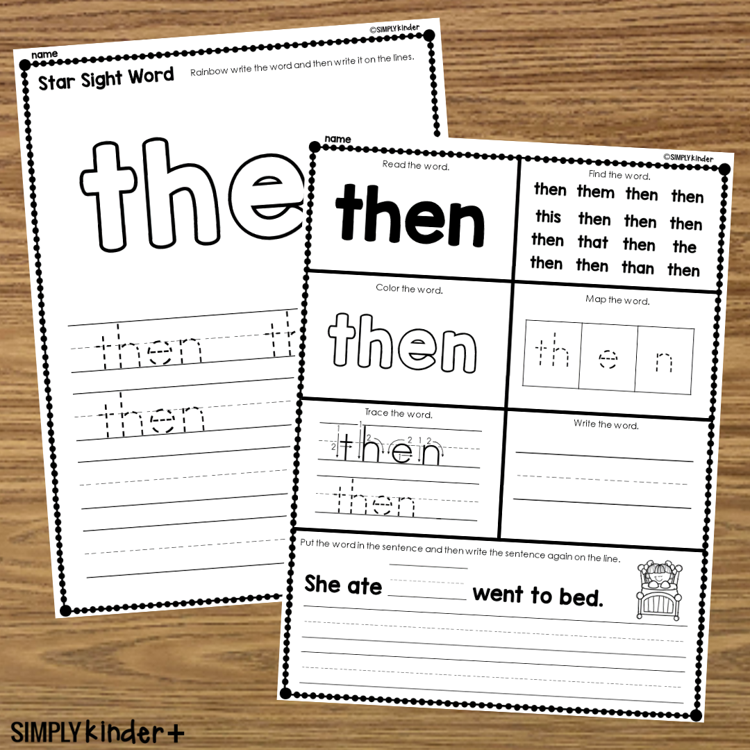 Then Sight Word Printable Activities Simply Kinder Printable Membership