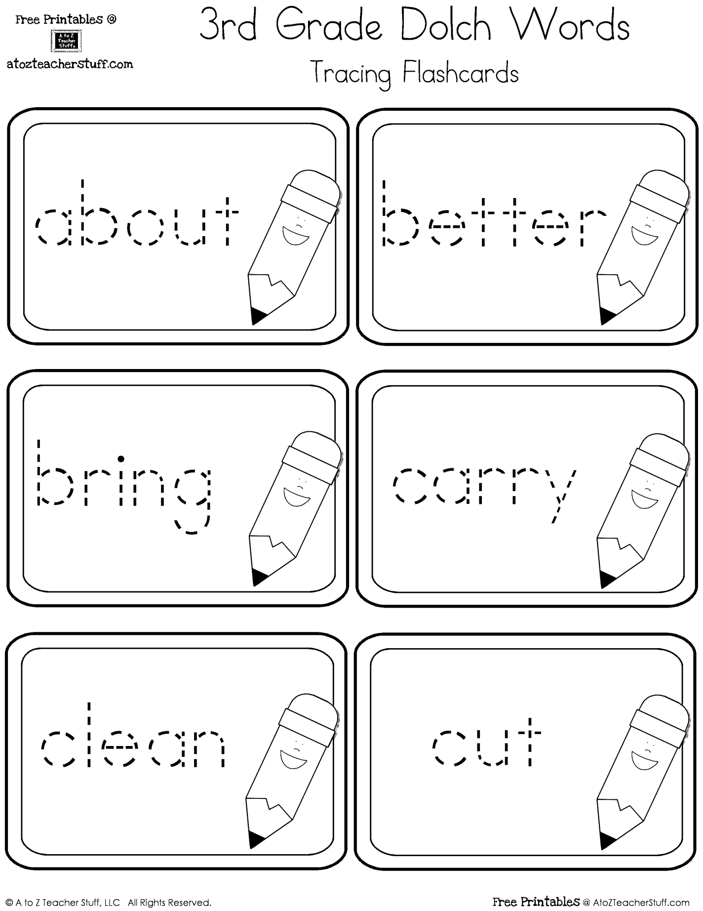 Third Grade Dolch Sight Words Tracing Flashcards A To Z Teacher Stuff Third Grade Dolch Sight Words Tracing Flashcards A To Z Teacher Stuff
