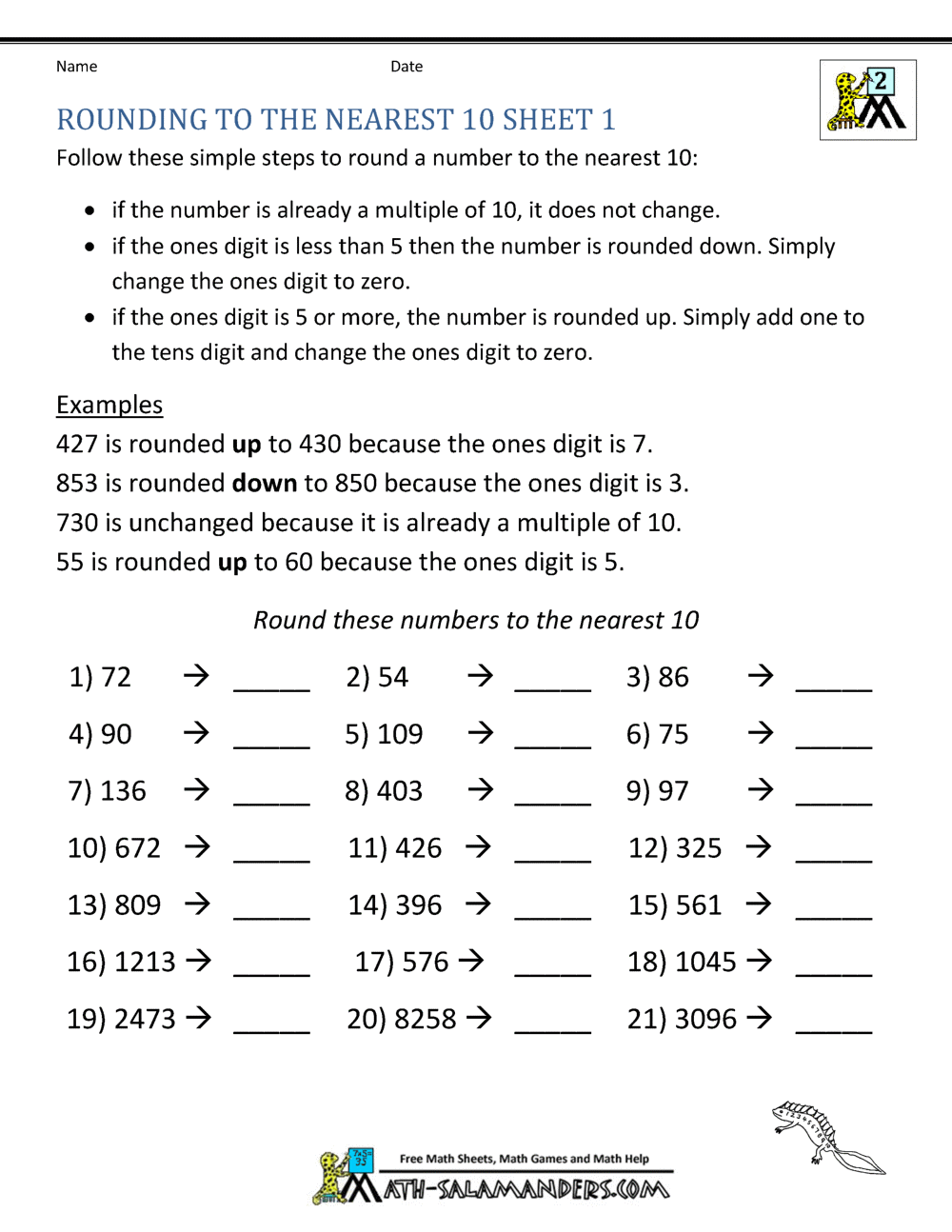 Third Grade Math Practice Rounding Inequalities And Multiples