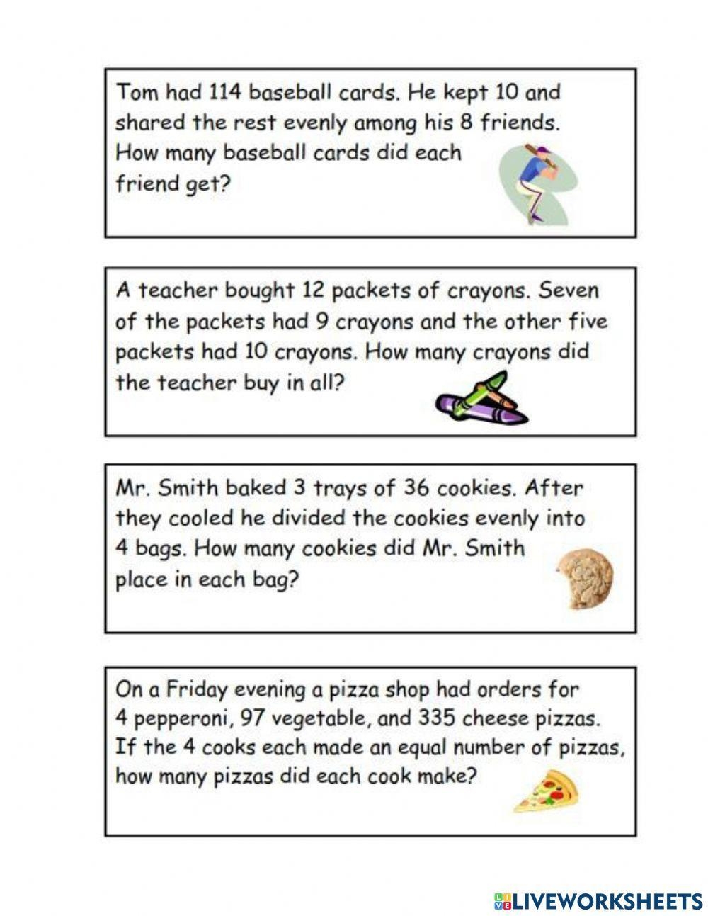 Third Grade Two Step Word Problems Worksheet