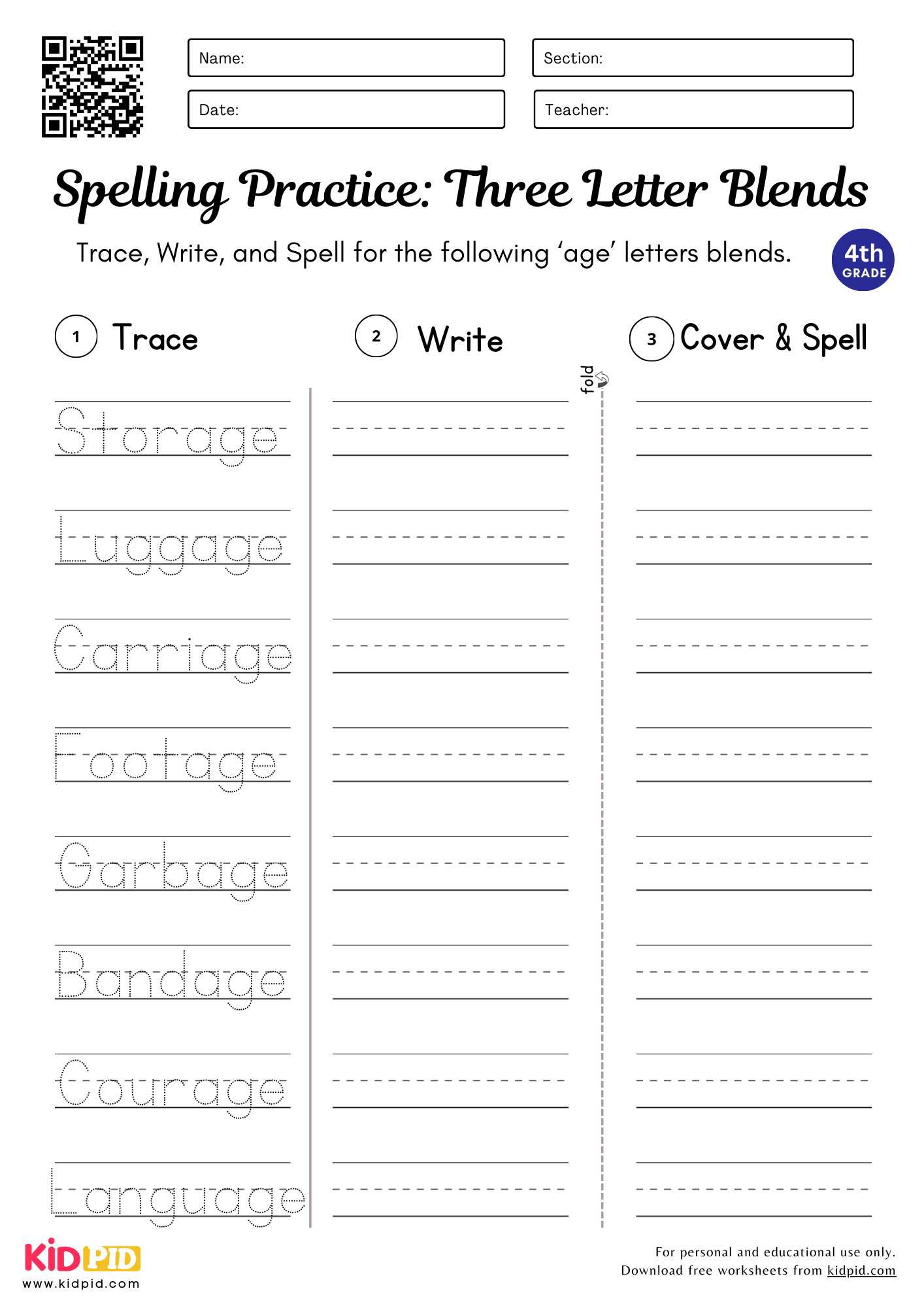 Three Letter Blend Words Worksheet For Grade 4 Kidpid