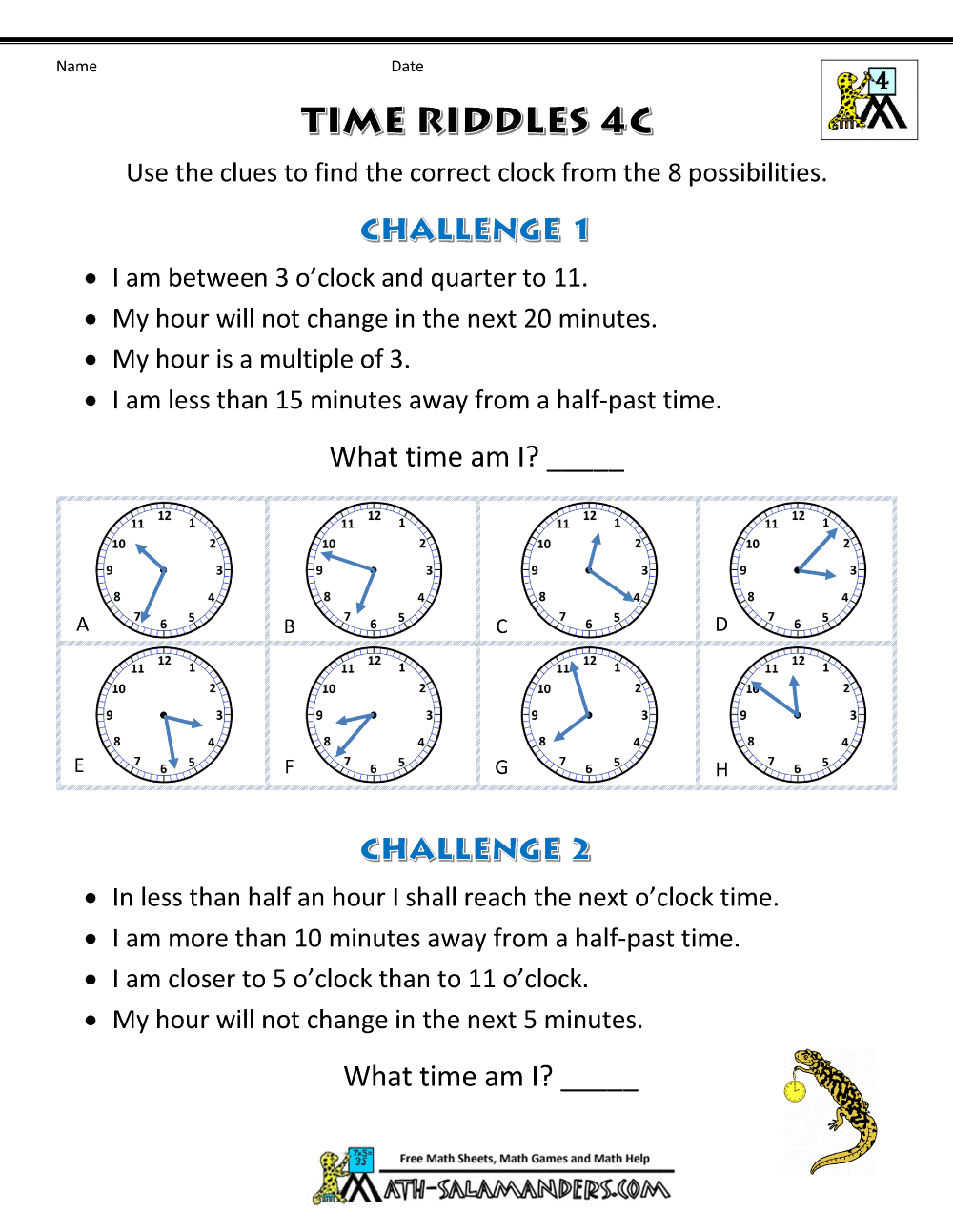 Time Word Problems Worksheets Time Riddles Harder