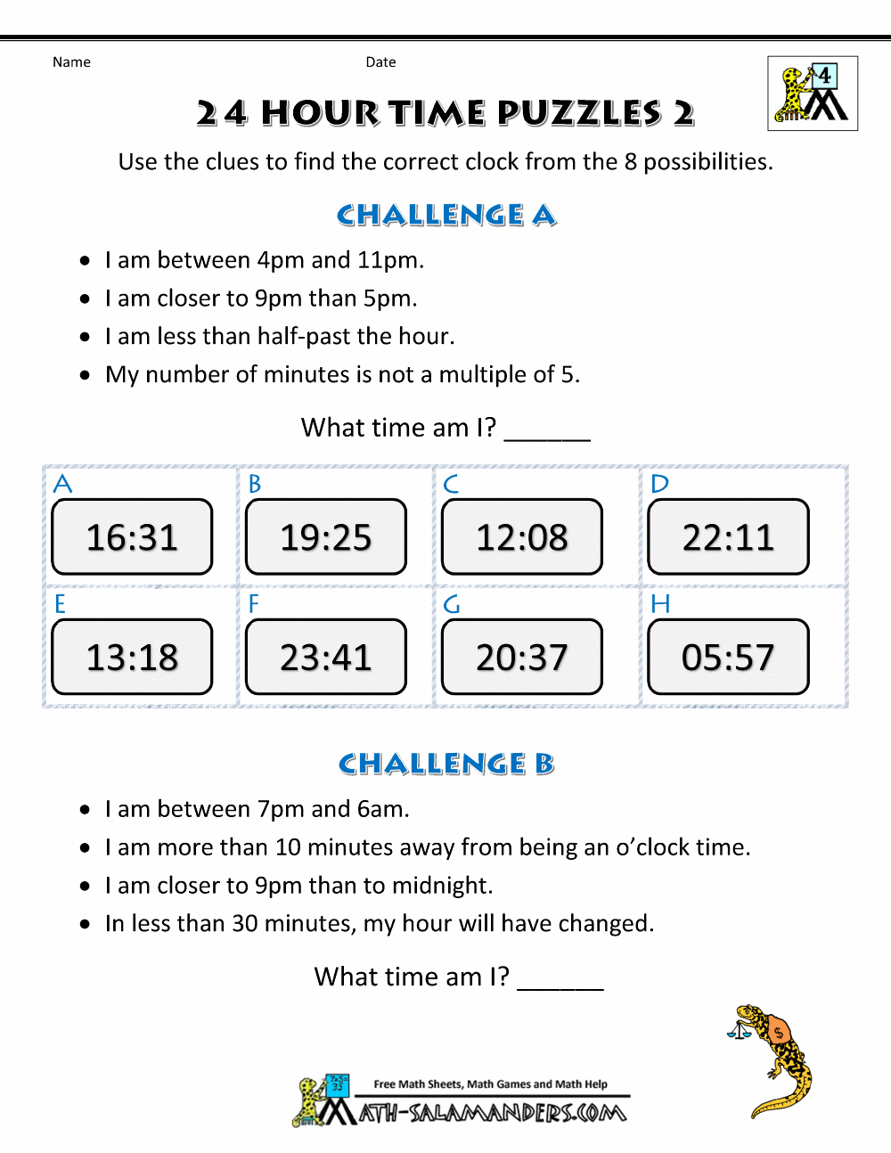 Time Word Problems Worksheets Time Riddles Harder