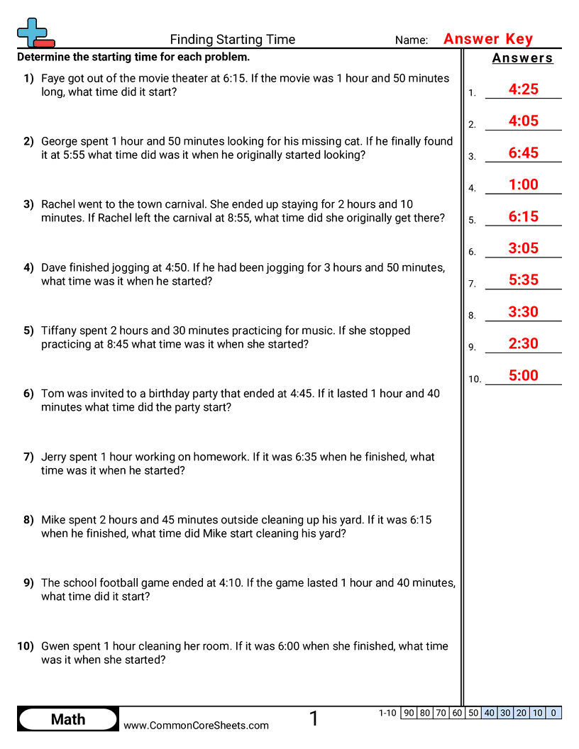 Time Worksheets