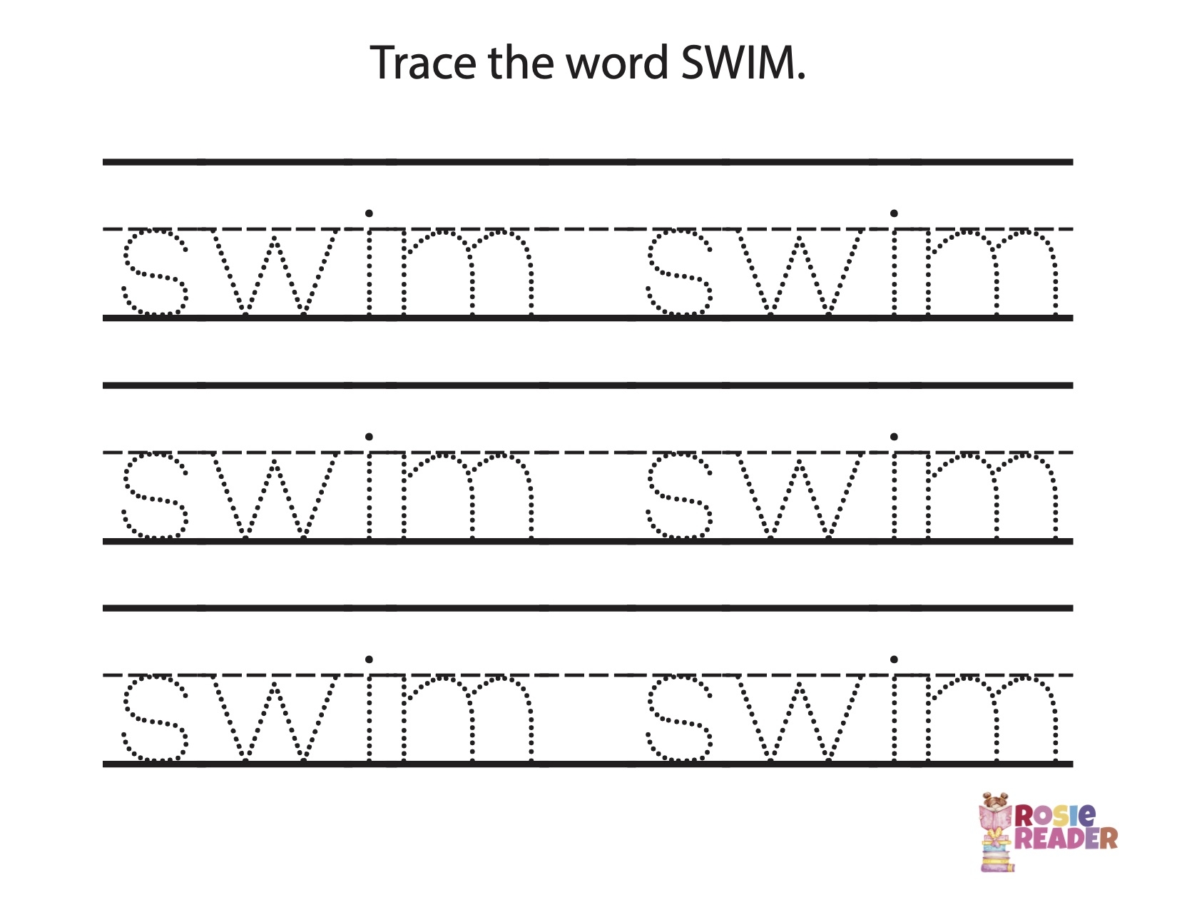 Trace The Word Swim Reading Adventures For Kids Ages 3 To 5 Free Name Tracing Generator Create Name Tracing Worksheets