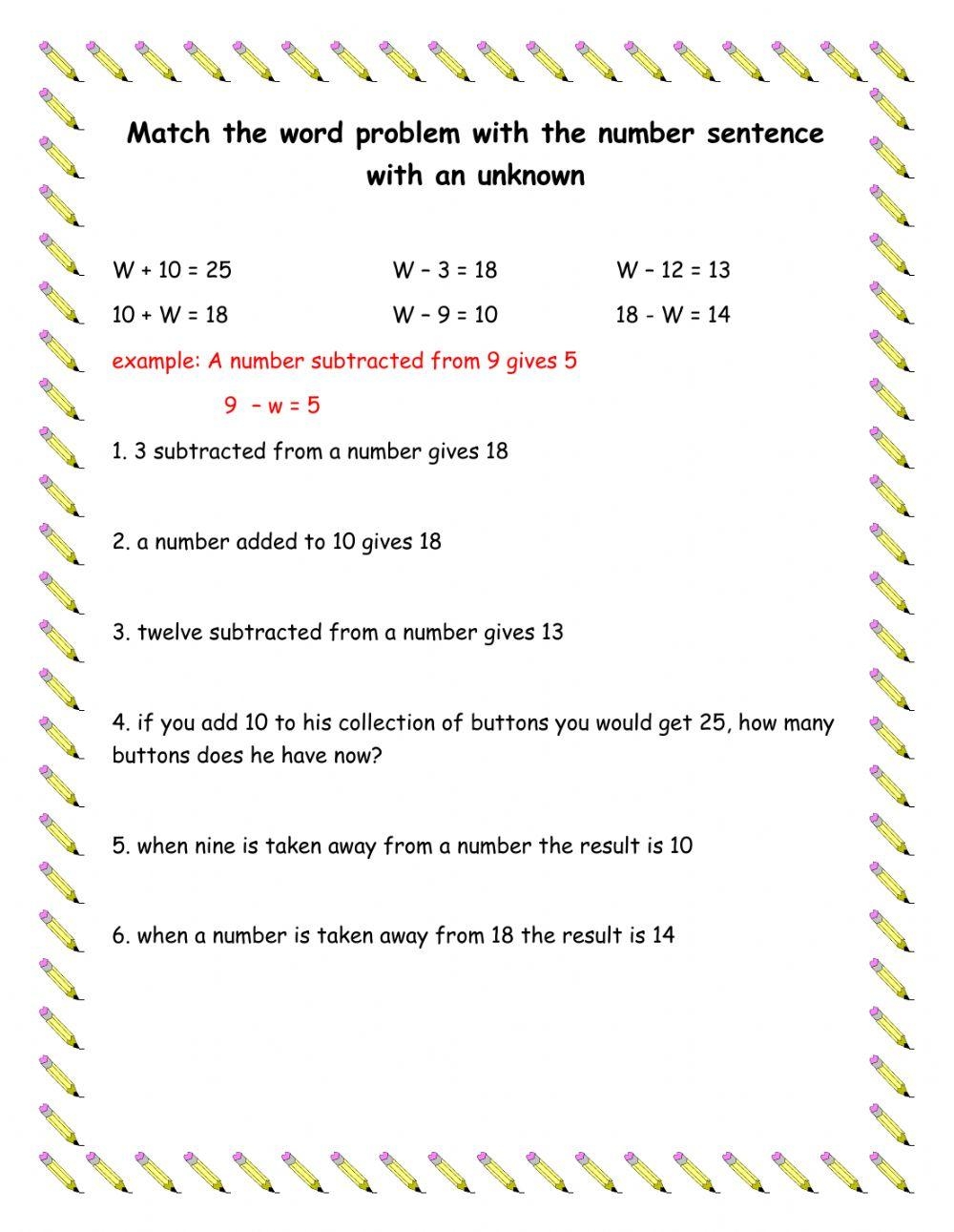Translating Words Into Equations Worksheet Worksheets Library