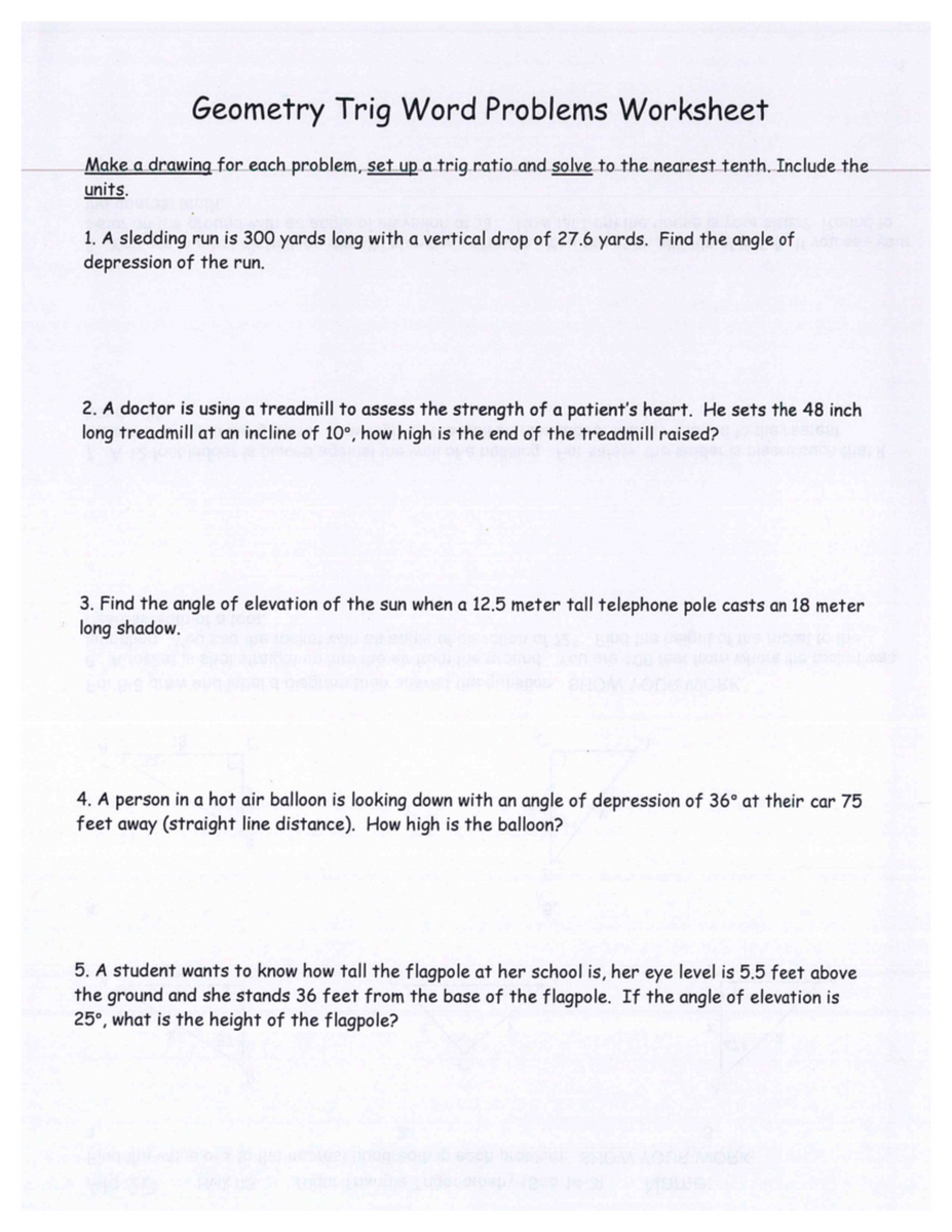 Trigonometry Word Problems Review Worksheet Geometry 101 Studocu Trigonometry Word Problems Review Worksheet Geometry 101 Studocu