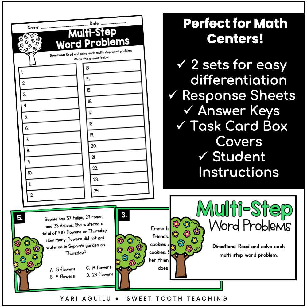 Two Step Word Problems With Addition Subtraction 2nd Grade