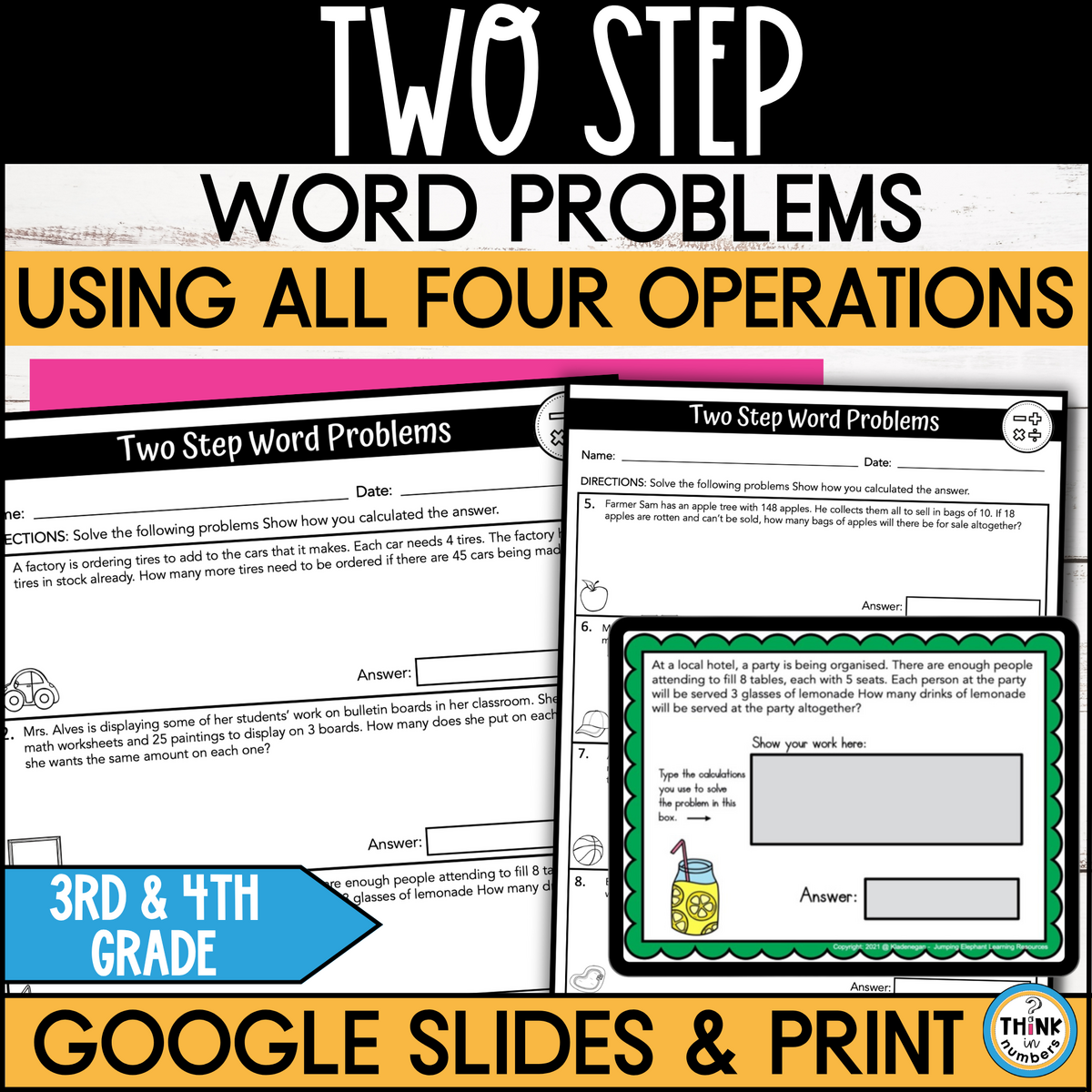 Two Step Word Problems With All Four Operations Digital And Print Made By Teachers Two Step Word Problems With All Four Operations Digital And Print Made By Teachers