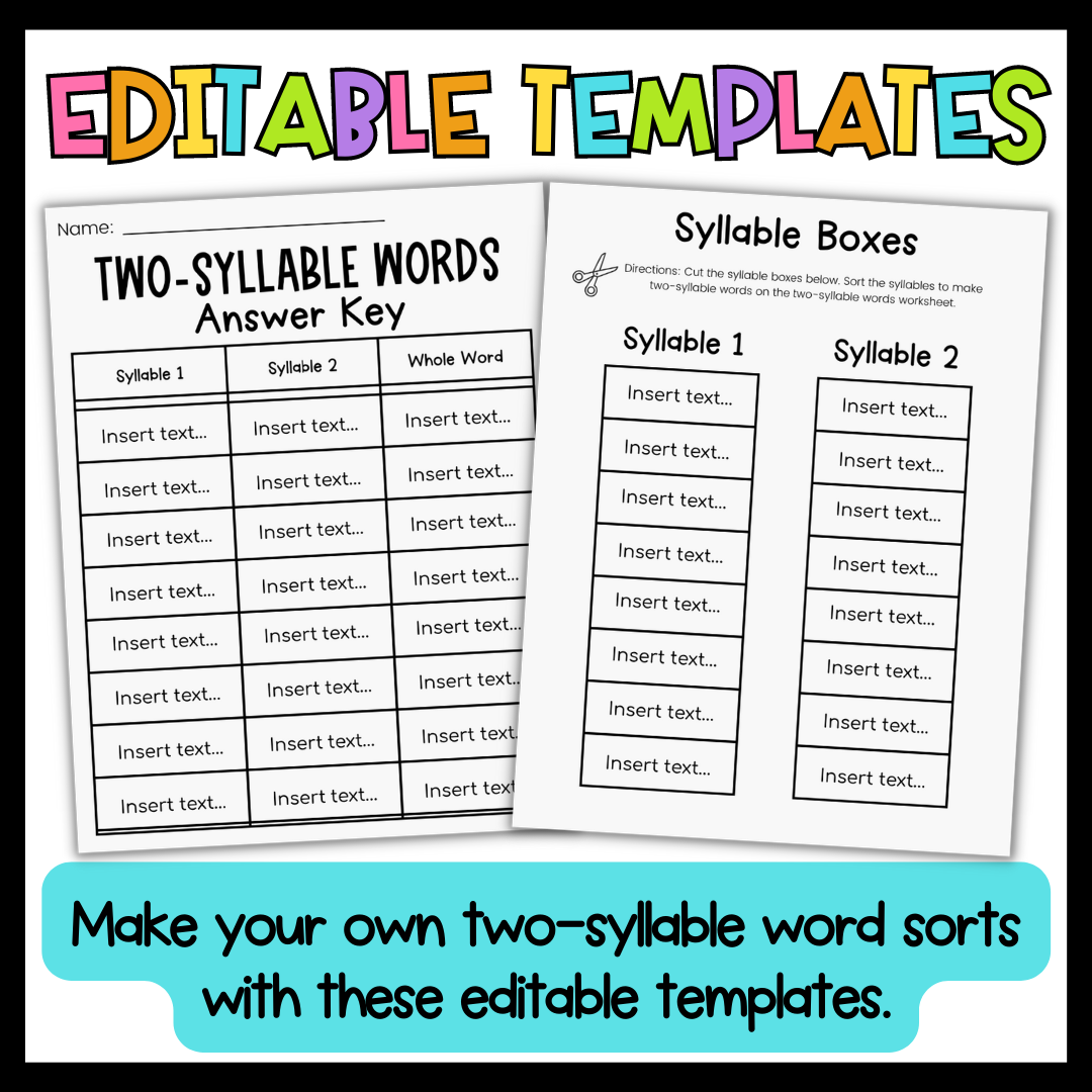 Two Syllable Word Building Sorts Open And Closed Syllables Classful
