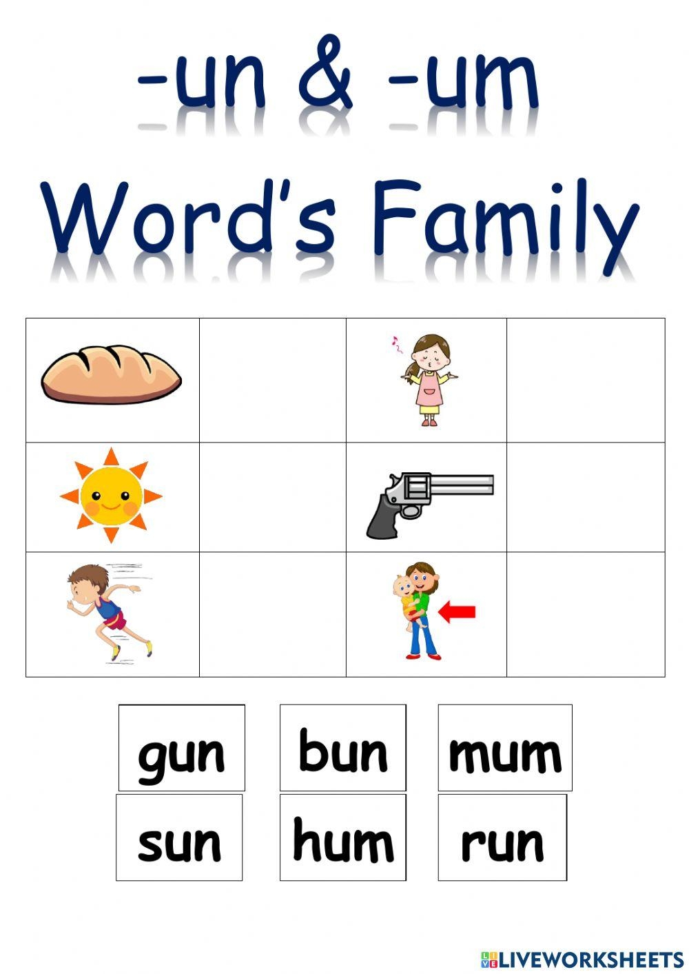 Un Um Words Family Worksheet Worksheets Library Un Um Words Family Worksheet Worksheets Library