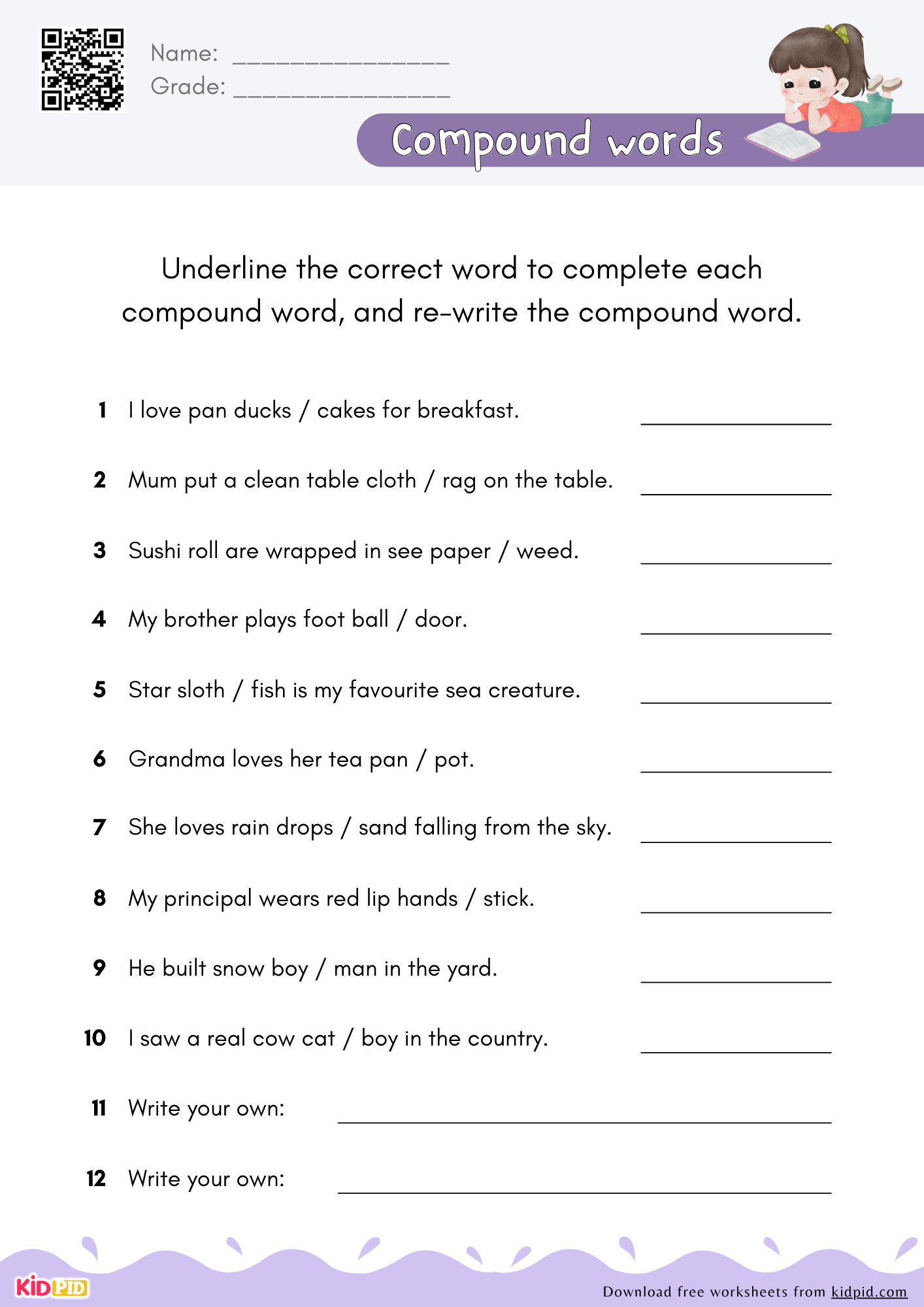 Underline Write Compound Word Worksheets For Grade 4 Kidpid Underline Write Compound Word Worksheets For Grade 4 Kidpid
