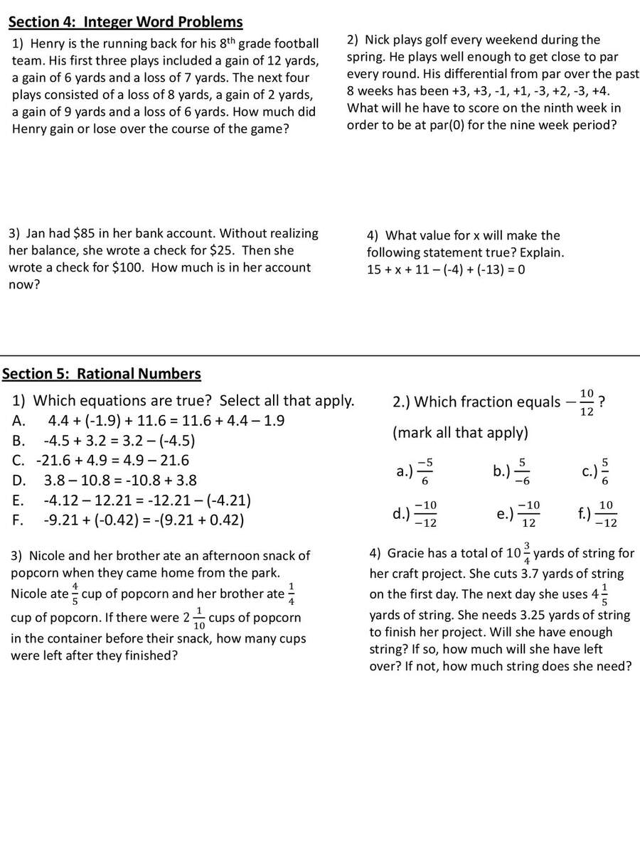 Unit 1 Test Adding And Subtracting Rational Numbers REVIEW SHEET Worksheets Library Unit 1 Test Adding And Subtracting Rational Numbers REVIEW SHEET Worksheets Library