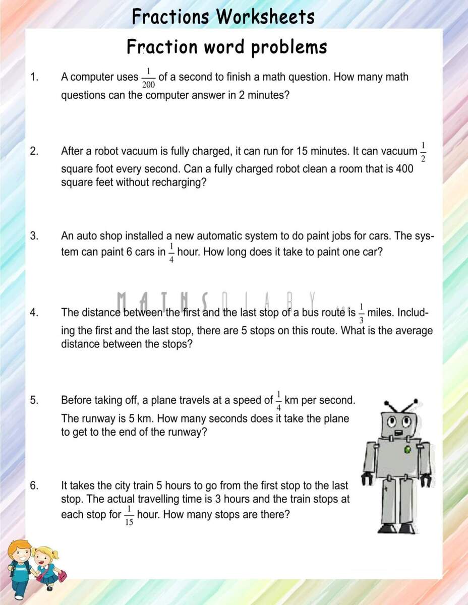 Unit Fraction Word Problems Math Worksheets MathsDiary Fraction Of A Whole Number