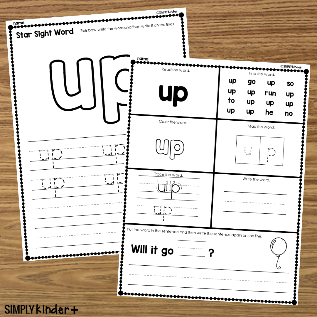 Up Sight Word Printable Activities Simply Kinder Printable Membership