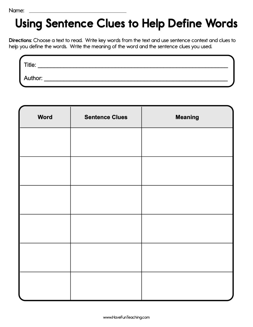 Using Sentence Clues To Help Define Words Worksheet Have Fun Teaching Using Sentence Clues To Help Define Words Worksheet Have Fun Teaching