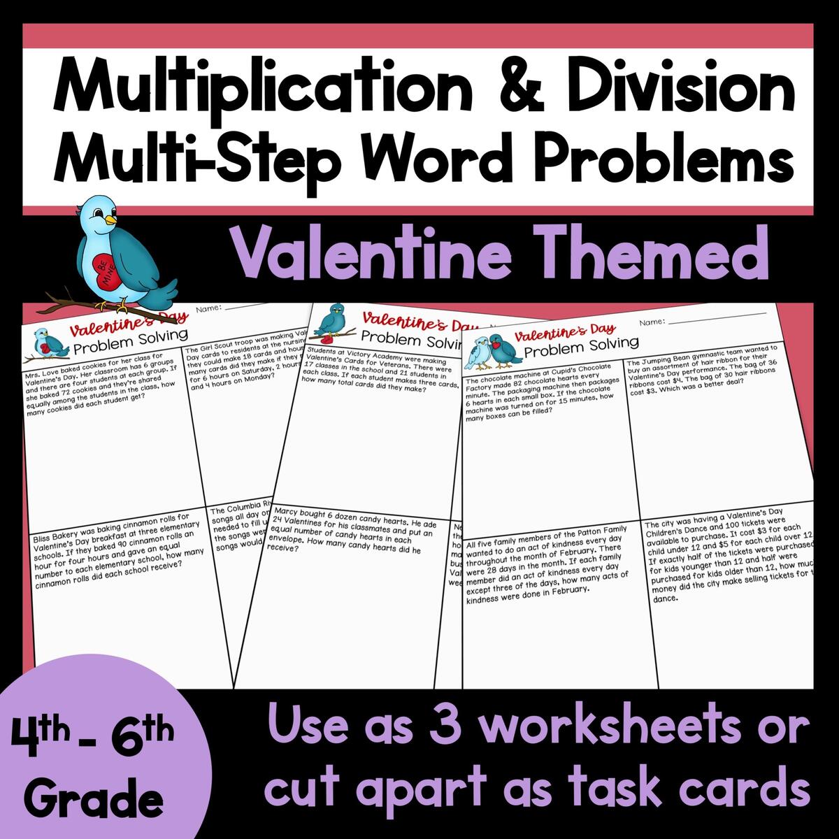 Valentines Day Multi Step Multiplication And Division Word Problems Made By Teachers