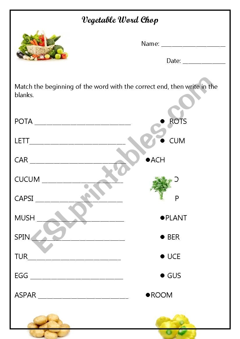 Vegetable Word Chop ESL Worksheet By Fiammettas Free Word Chop Worksheet Download Free Word Chop Worksheet Png Images Free Worksheets On Clipart Library