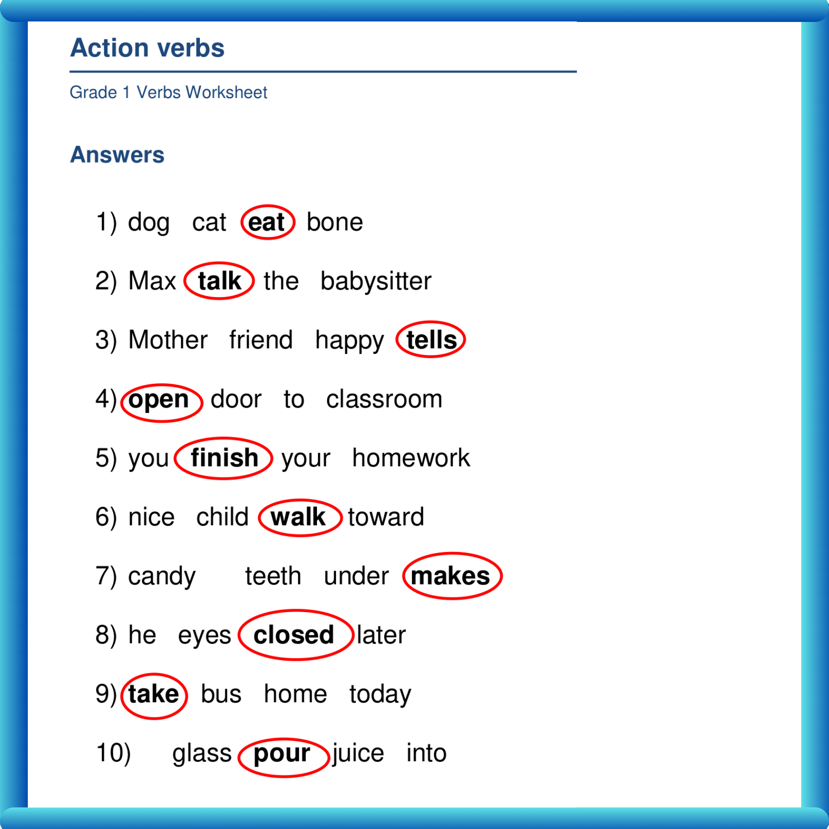 Verb Adventures A Grammar Journey For Grade 1 Made By Teachers
