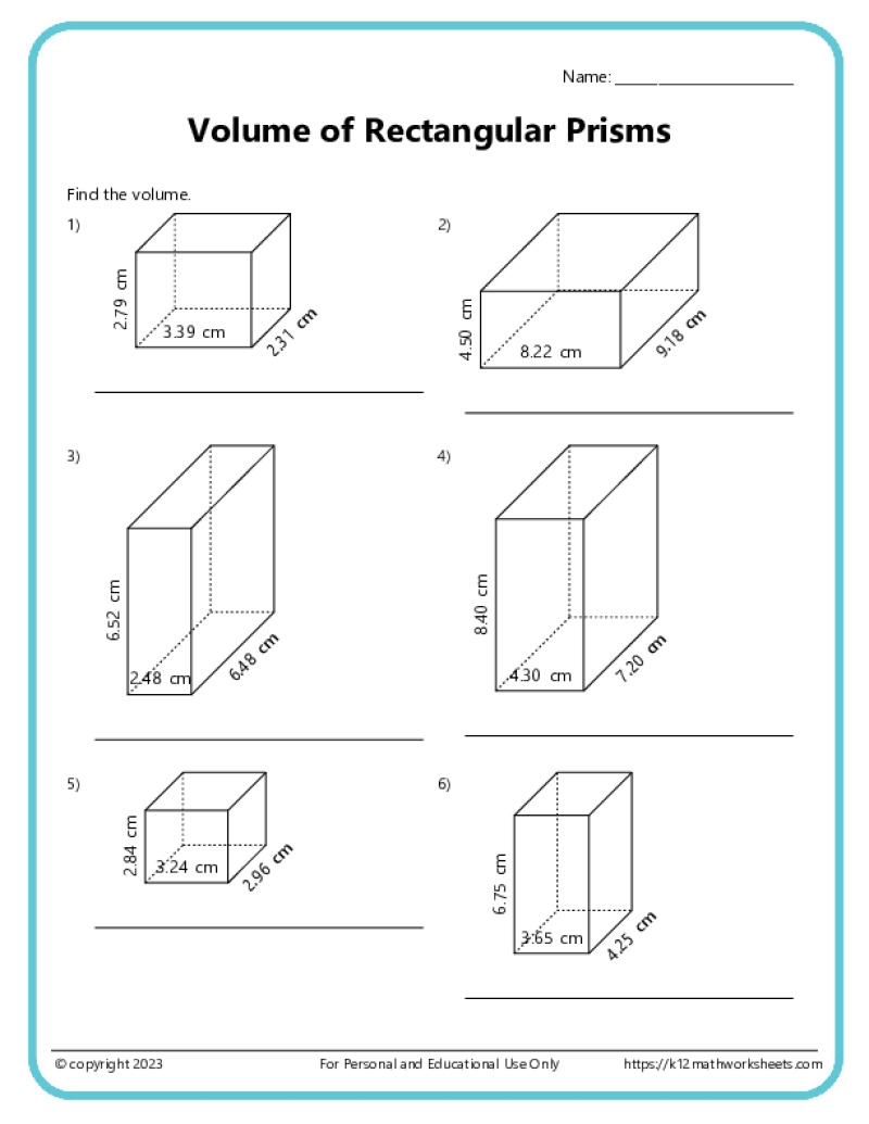 Volume And Surface Area Of Rectangular Prisms K12 Math Worksheets Volume And Surface Area Of Rectangular Prisms K12 Math Worksheets