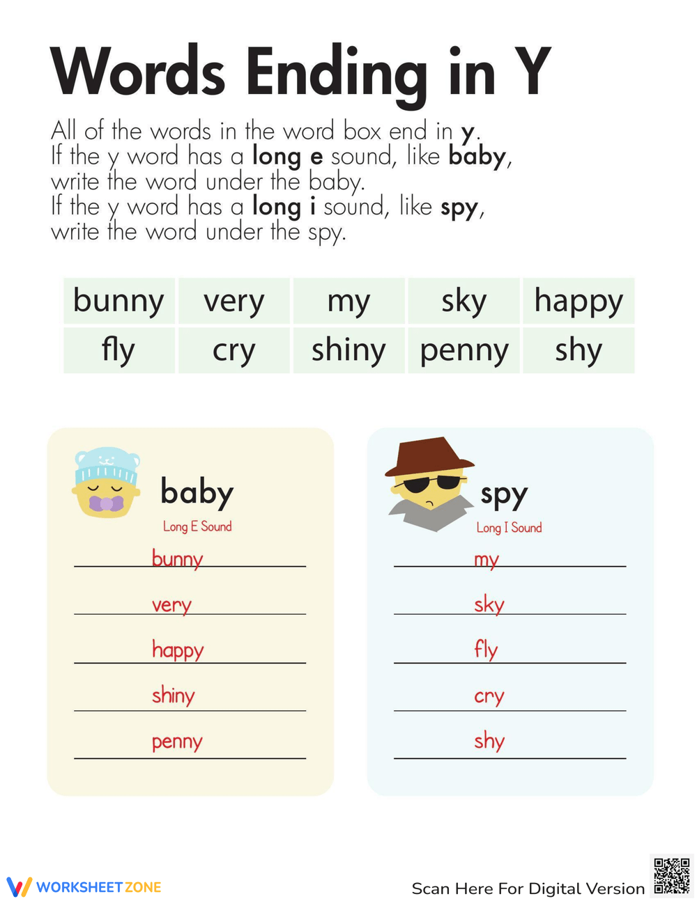 Vowel Sounds Y Is A Vowel Worksheet Rhyming Words Worksheet And Exercises With Answers In English Englishan