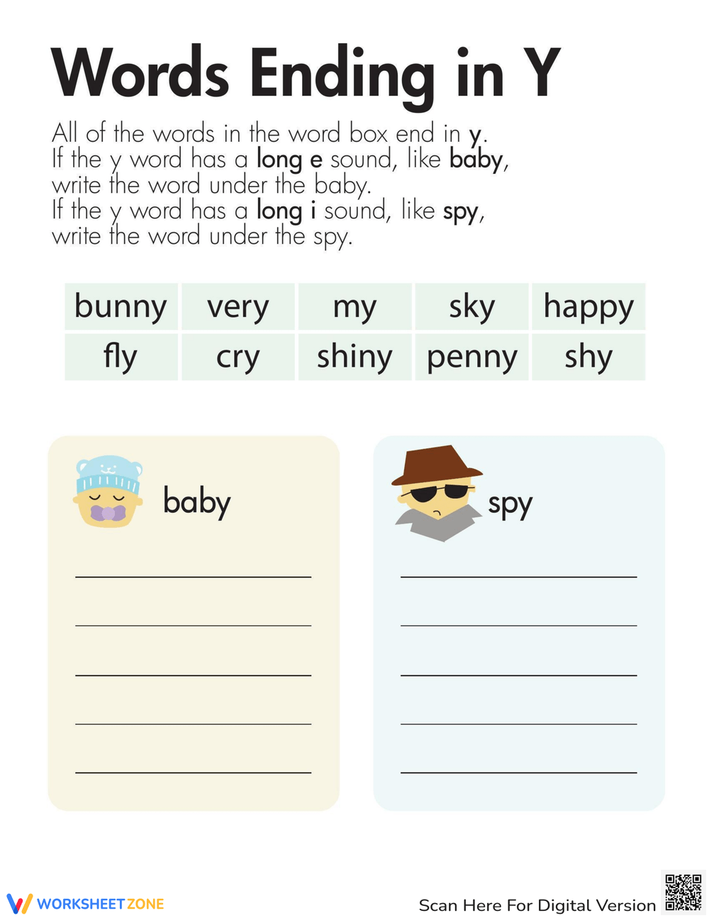 Vowel Sounds Y Is A Vowel Worksheet