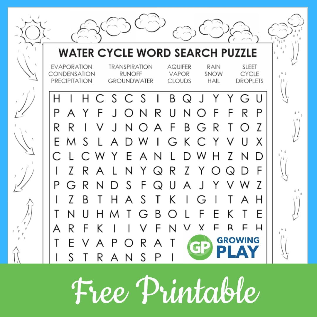 Water Cycle Word Search Free Printable Growing Play Worksheets Library Water Cycle Word Search Free Printable Growing Play Worksheets Library