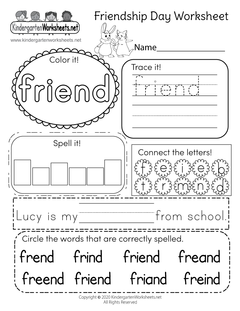 We Have A Free Worksheet That Can Help Kids Read And Write The Word Friend Children Can Color Trace Spell And Write The Word In A Simple Sentence Https T Co XODbHBCPmf FriendshipDay2020 Friendship Day Worksheet Free Printable Digital PDF