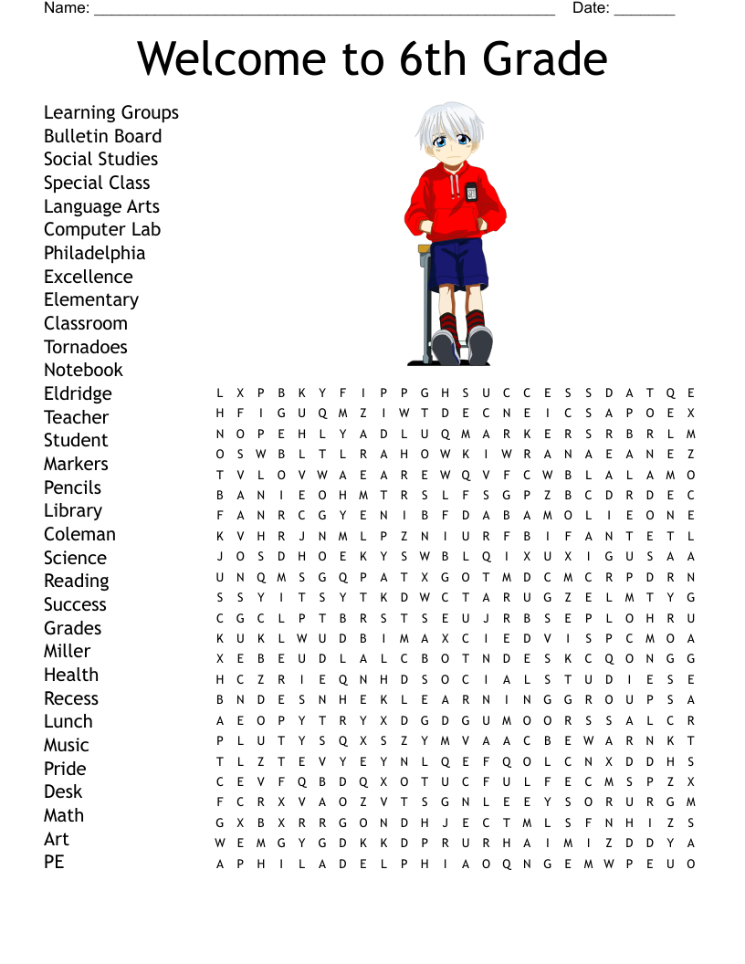 Welcome To 6th Grade Word Search WordMint Printable 6 Letter Word Search Puzzles Word Find Free Printables Lettering SVG Files Tools Apps