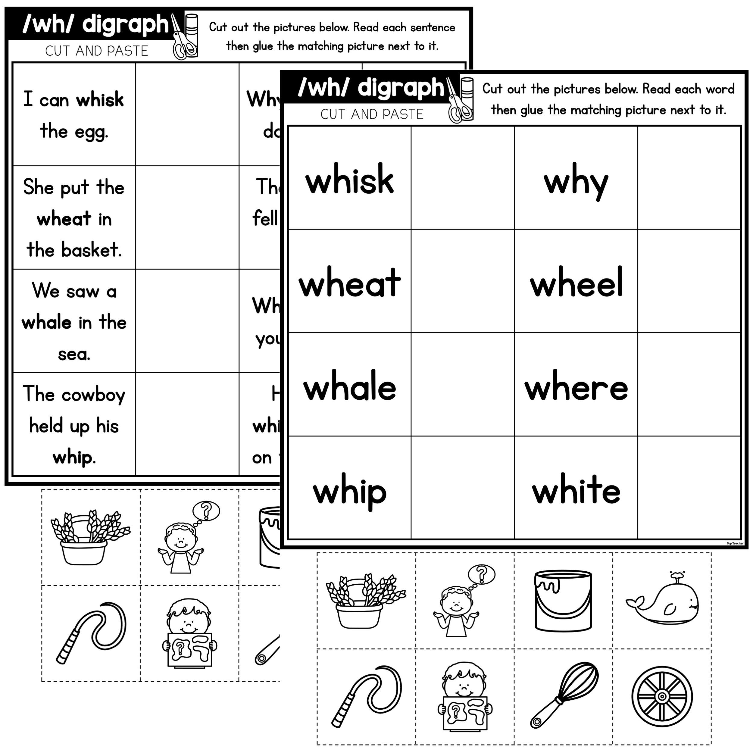 WH Digraph Cut Paste Worksheets Top Teacher Question Words Worksheet For Grade 1 Or 2 Wh Questions Exercises For Kids Made By Teachers