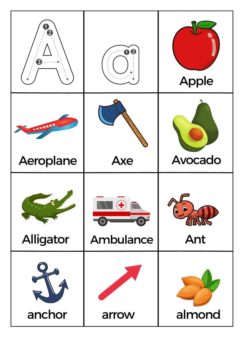 What Starts With Letter A Words Worksheets Printable PDF