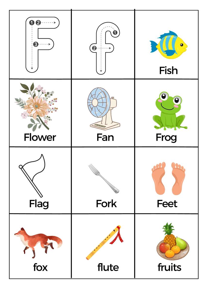 What Starts With Letter F Words Worksheets Printable PDF