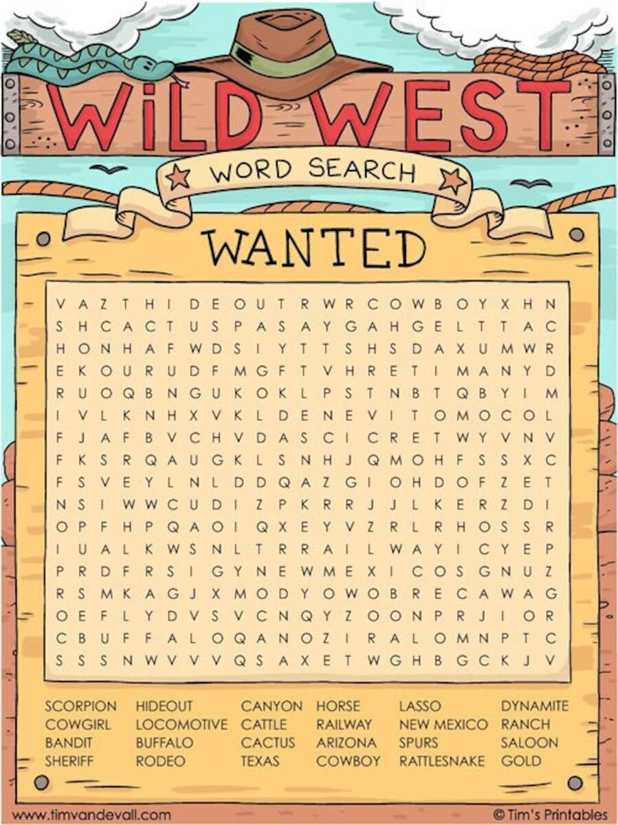 Cowboy Word Search