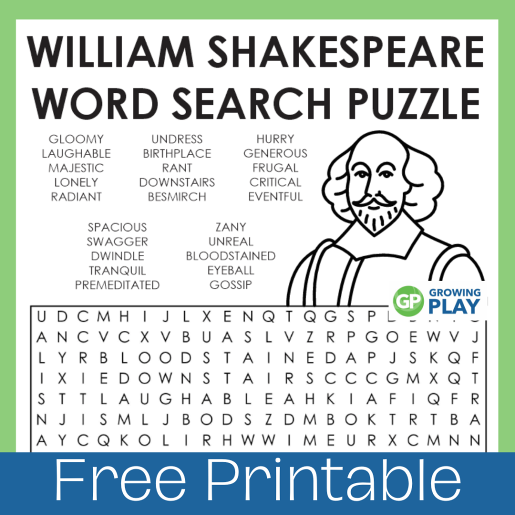 William Shakespeare Vocabulary EFL Word Search ITTT