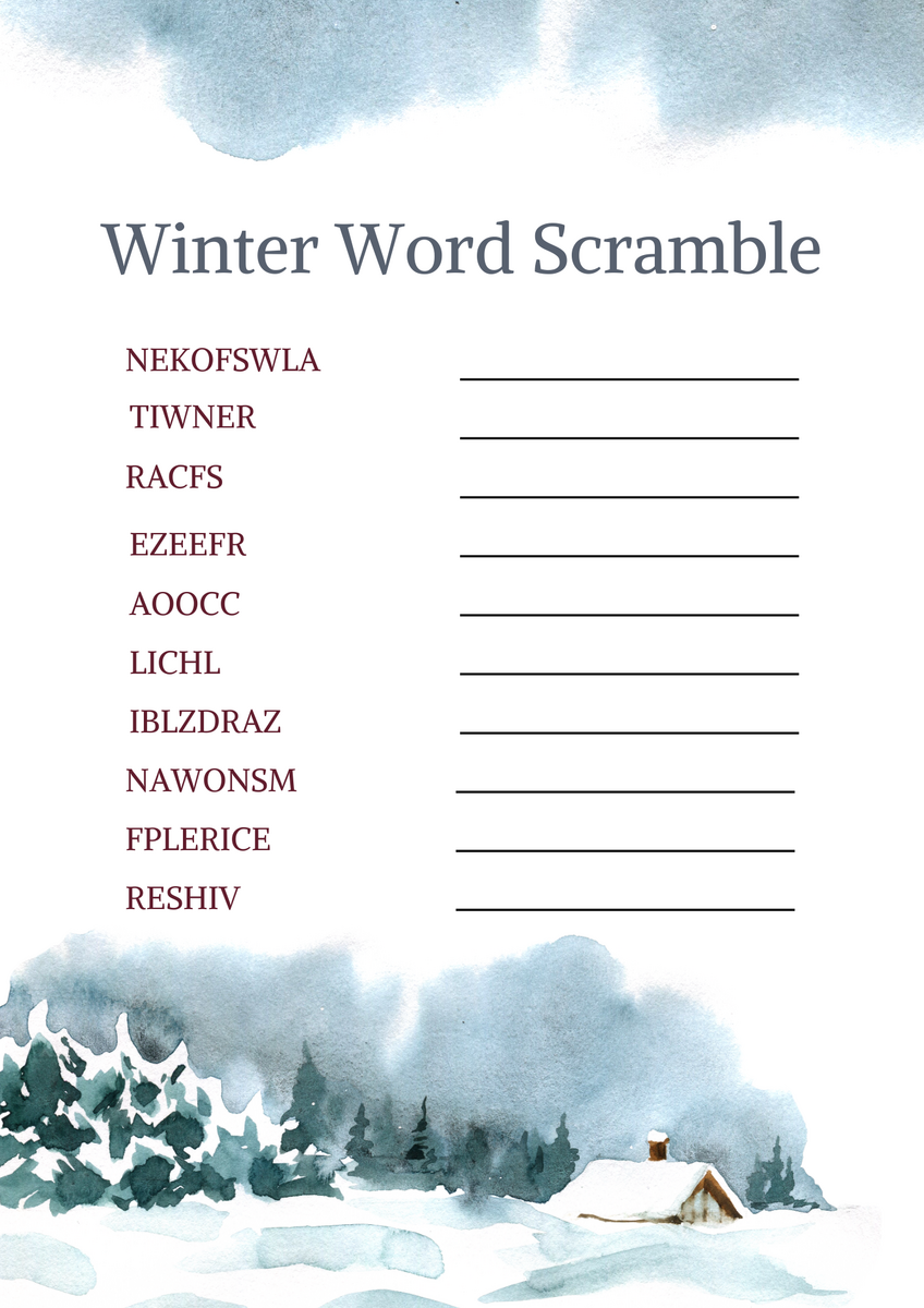 Winter Word Scramble Puzzles Worksheet Activity Made By Teachers