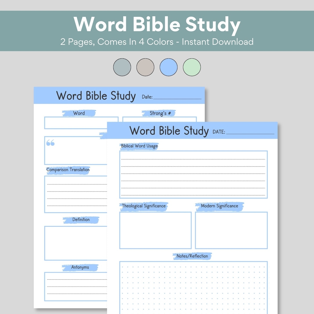 Word Bible Study Template Printable Christian In Depth Scripture Study Resource Biblical Word Study Deeper Scripture Research Tool Study Aid Etsy Israel Bible Study Worksheets Cchrisholland