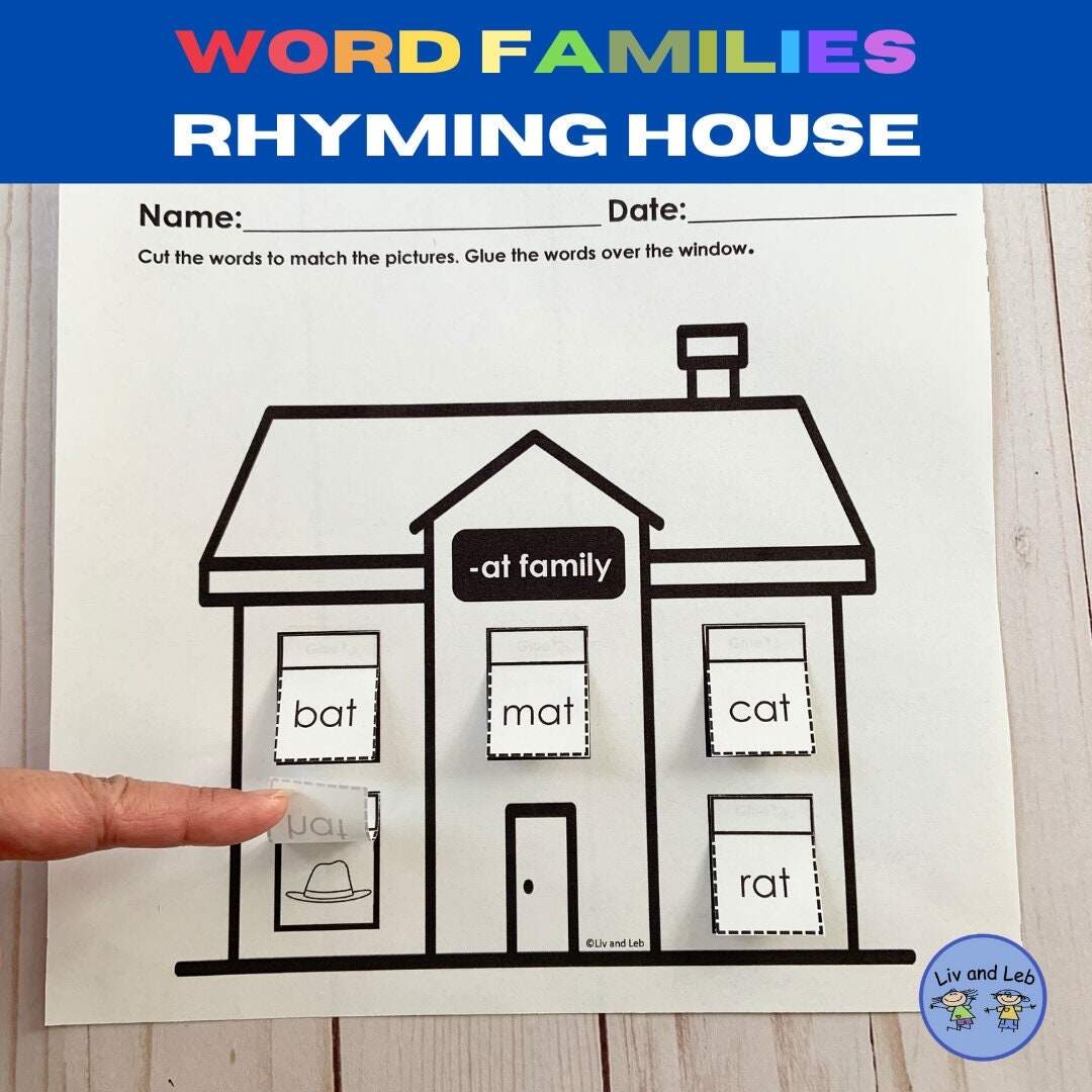 Word Family House Rhyming Words Worksheets Etsy Word Family House Rhyming Words Worksheets Etsy