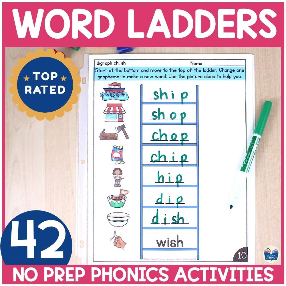 Word Ladders Phonics BUNDLE Digital Printable Lead In Literacy Resources For Kindergarten 1st 2nd Grade
